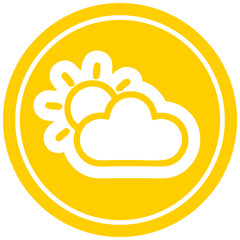 sun and cloud circular icon