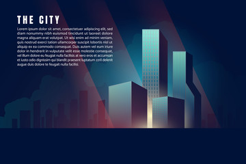 City downtown Skyline landscape with skyscrapers architecture buildings retro poster. illustration Vector