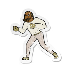 retro distressed sticker of a cartoon retro boxer man