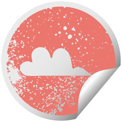 distressed circular peeling sticker symbol cloud