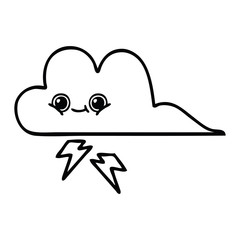 line drawing cartoon storm cloud