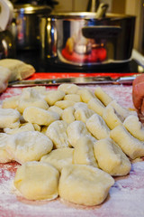 Stockholm, Sweden Making home made gnochi from scratch in a kitchen.