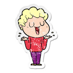 distressed sticker of a laughing cartoon man