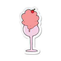 sticker of a cartoon ice cream desert