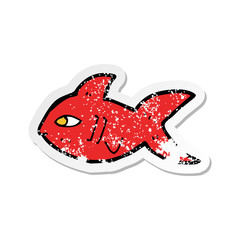 retro distressed sticker of a cartoon fish