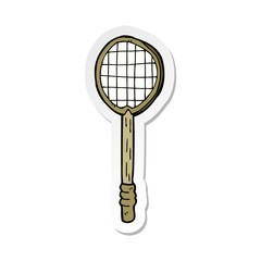 sticker of a cartoon old tennis racket