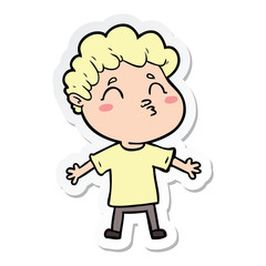 sticker of a cartoon man pouting
