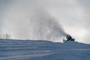 Winter scenery with snow cannons in Park City Utah