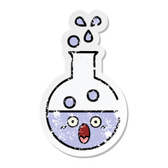 distressed sticker of a cute cartoon test tube