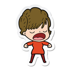 sticker of a cartoon woman talking