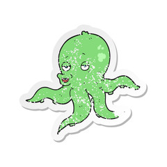 retro distressed sticker of a cartoon octopus