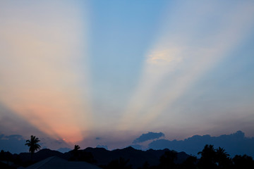 Evening Sunrise tropics sky Cloud beam