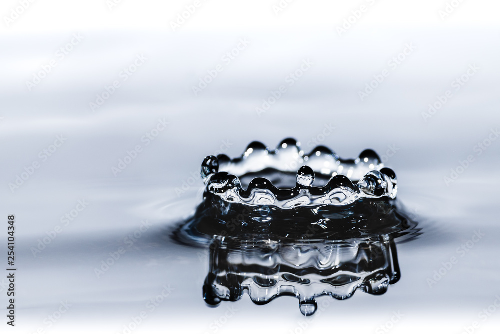 Wall mural water droplet splash background texture isolated on white. fresh clean pure water ripples and splash