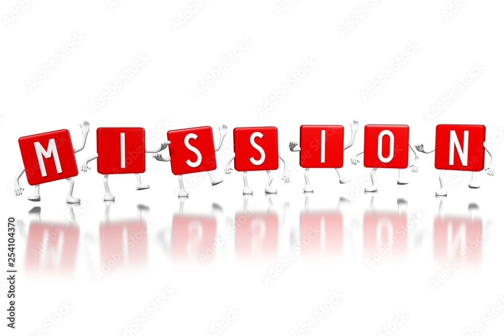 Sticker 3d red cubes word - mission