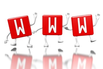 3D red cubes word - www