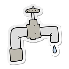 sticker of a cartoon dripping faucet
