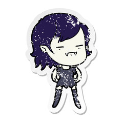distressed sticker of a cartoon undead vampire girl