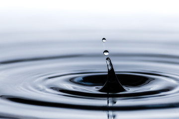 Water droplet splash background texture isolated on white. Fresh clean pure water ripples and...