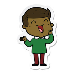 sticker of a cartoon happy man