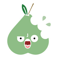 flat color retro cartoon green pear