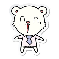 sticker of a happy cartoon polar bear