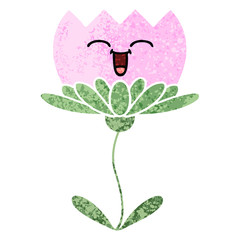 retro illustration style cartoon flower