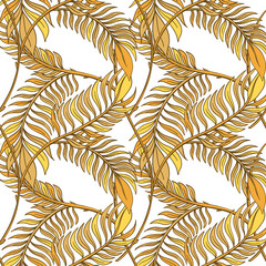 Decorative ornamental seamless spring tropical pattern. Endless elegant texture with leaves. Tempate for design fabric, backgrounds, wrapping paper, package, covers