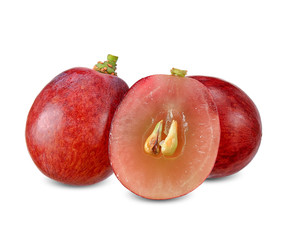 Red grape and half isolated on white clipping path
