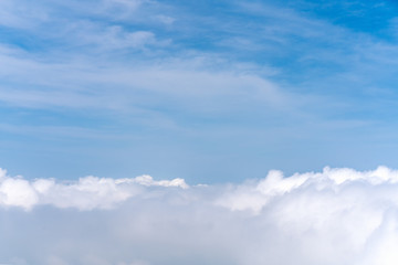 Beautiful Blue sky over white cloud view from airplane