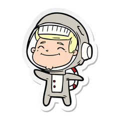 sticker of a happy cartoon astronaut