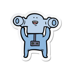 sticker of a friendly cartoon alien waving