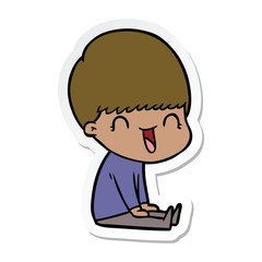sticker of a happy cartoon boy