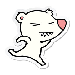 sticker of a running polar bear cartoon