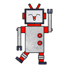 retro grunge texture cartoon robot
