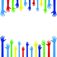 Colorful Raise Up Hands Background