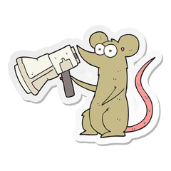 sticker of a cartoon mouse with megaphone