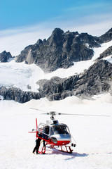 Helicopter on glacier Alaska mountains ice snow winter © Thomas