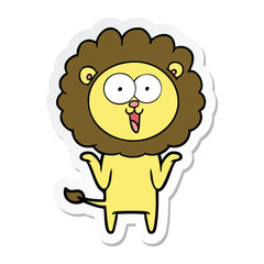 sticker of a happy cartoon lion