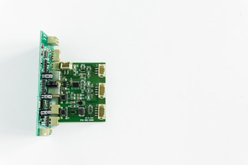 green transistor board on white background