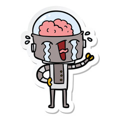 sticker of a cartoon crying robot
