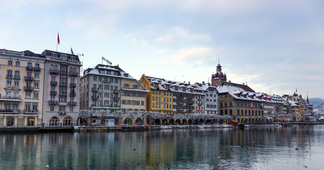 Obraz premium View of Lucerne in the winter, Switzerland.