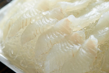 Fototapeta na wymiar Hoe, Korean raw fish dish 