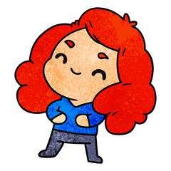 textured cartoon of a cute kawaii girl