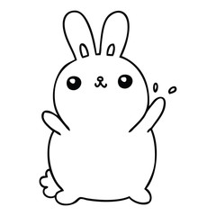 Fototapeta na wymiar quirky line drawing cartoon rabbit