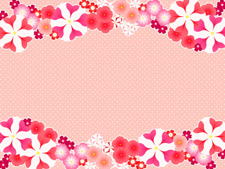 ピンクのペチュニアとバーベナのフレーム