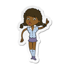 sticker of a cartoon pretty woman with idea