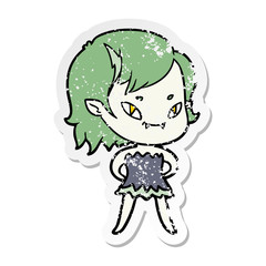 distressed sticker of a vampire girl in dress