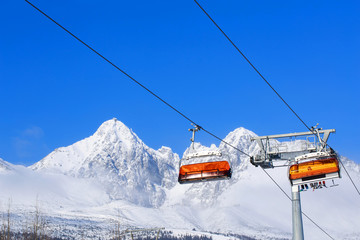 Chair lifts on the mountains