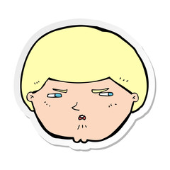 sticker of a cartoon annoyed man