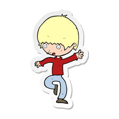 sticker of a cartoon panicking man